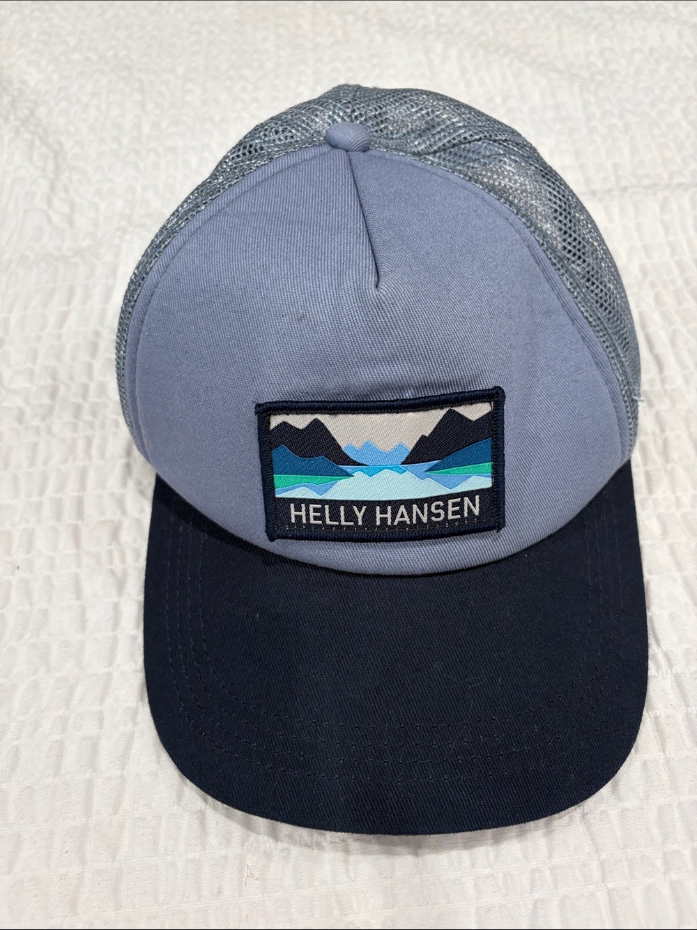 Helly Hansen Light Blue and Navy Logo Trucker Hat